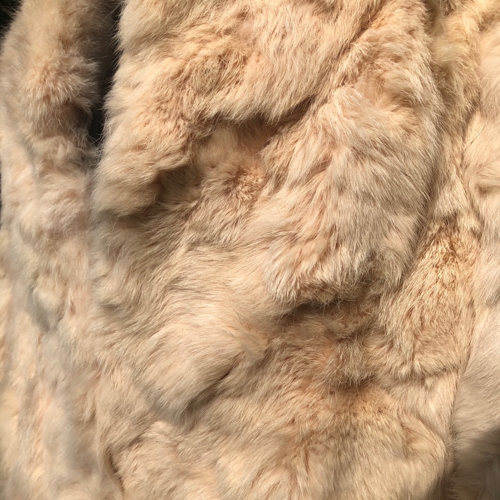 Vintage Beige Off White Rabbit Fur Jacket Coat - Picture 5 of 7
